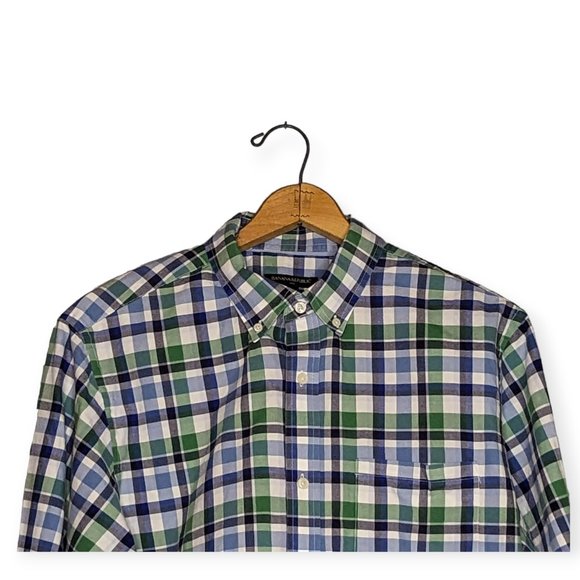 Banana Republic Factory Green/Blue Plaid Long Sleeve Button Down Shirt Size XL - Picture 2 of 13